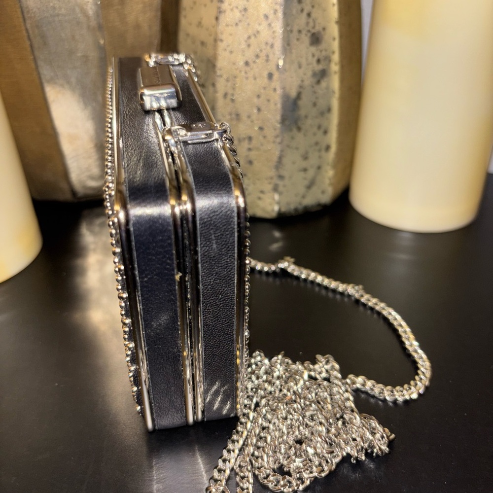 MICHAEL KORS Handbag Elsie Black Microstud Leather Studded Box Clutch Crossbody - Picture 2 of 5